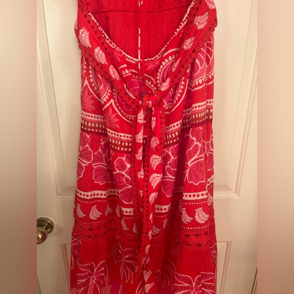 NWT Farm Rio Women Summer Sunrise Midi Dress Red Small - Picture 6 of 8